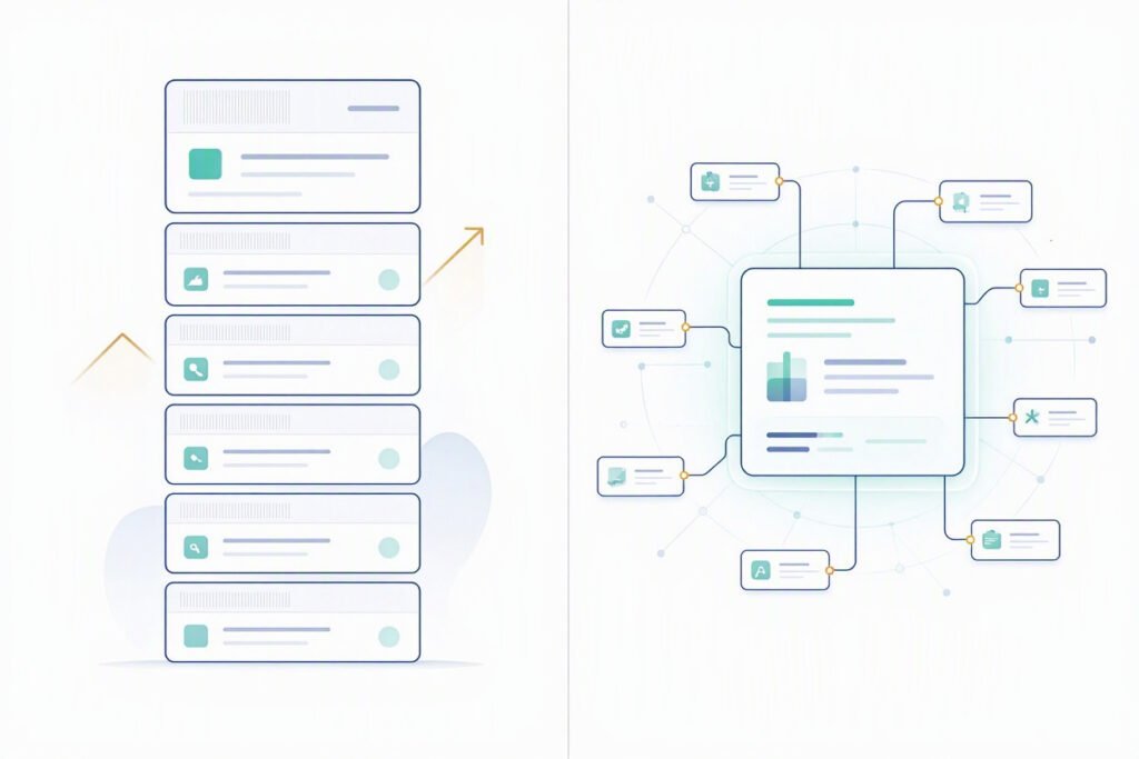 Comparison of traditional SEO rankings and AI-powered search responses with source references