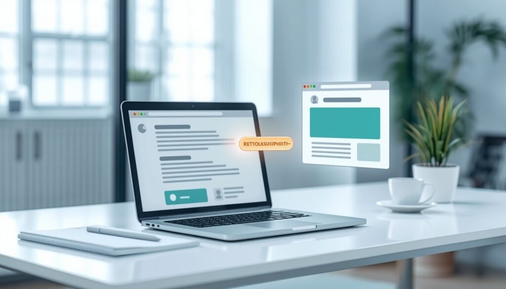 Laptop screen showing a highlighted hyperlink connecting one web page to another, illustrating what anchor text is
